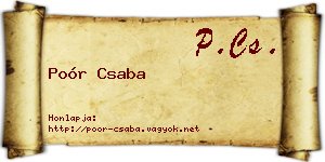 Poór Csaba névjegykártya